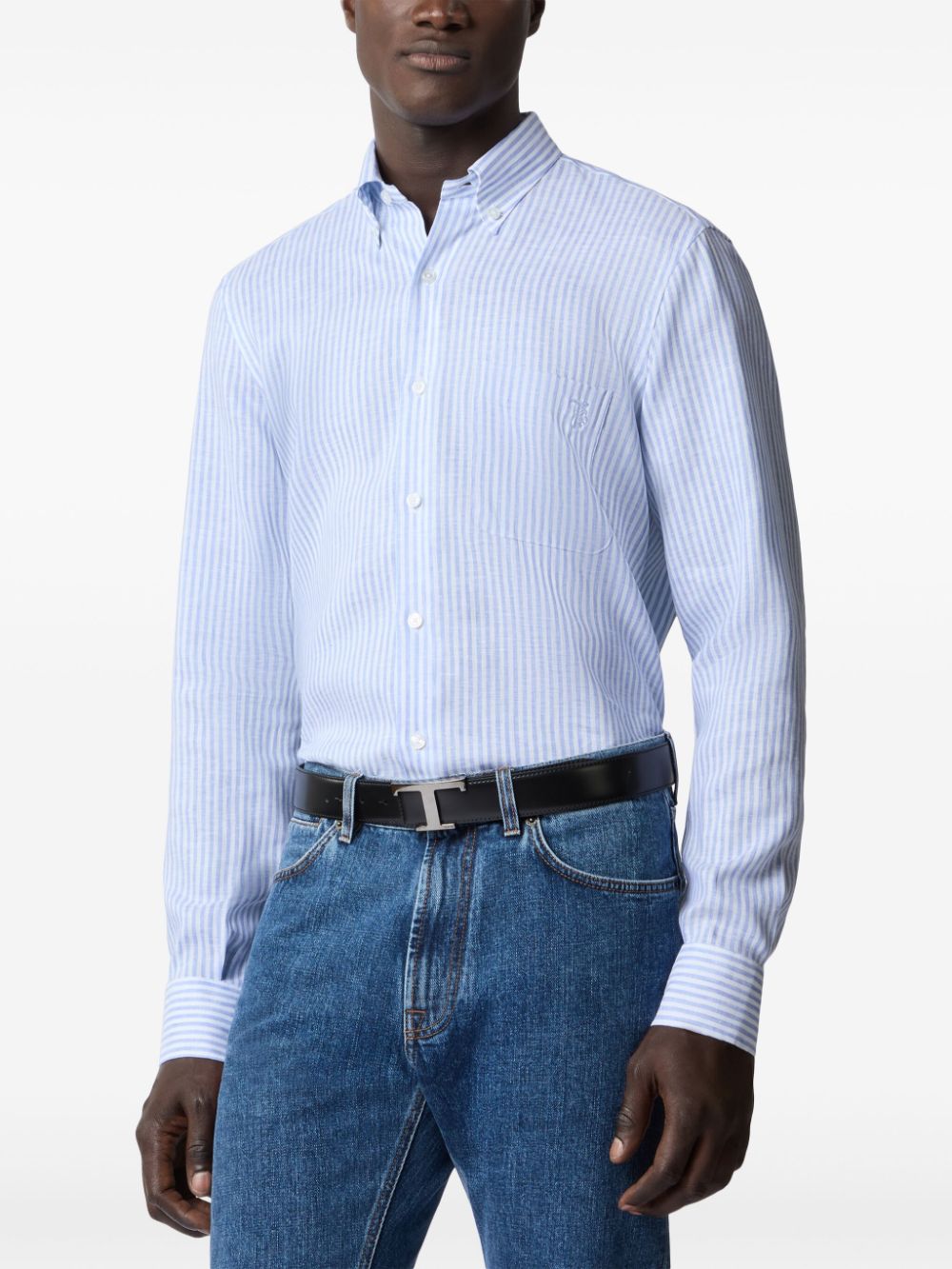 Tod's striped linen shirt - Blue