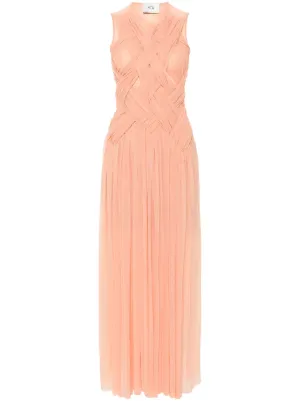 NISSA Glittery pliss-effect Gown | Gold | FARFETCH