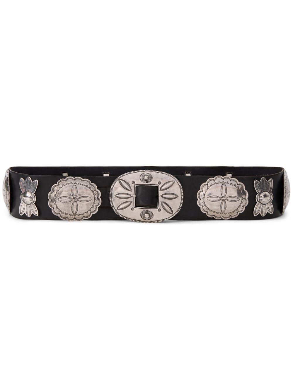 Shop Ralph Lauren Concho Leather Belt In Schwarz