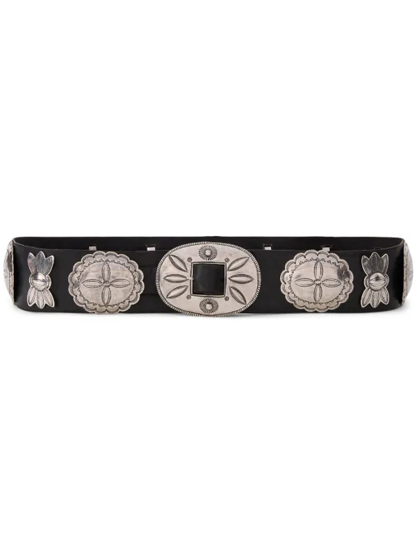 Ralph Lauren Collection Concho Leather Belt in Black