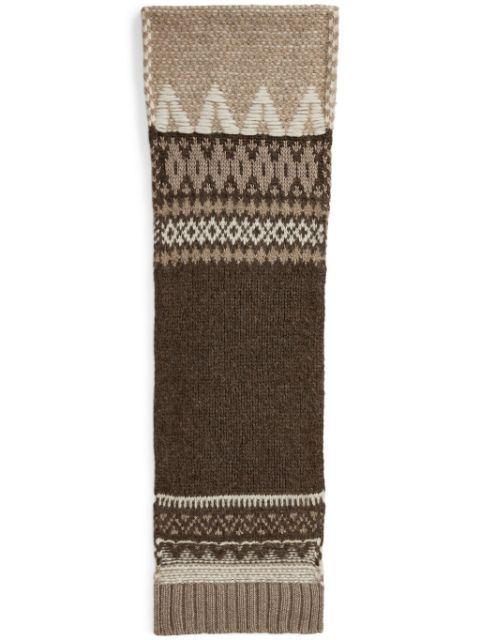 Ralph Lauren Collection patterned-intarsia ribbed-edge scarf Women