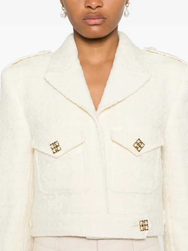 アウターその他 GIVENCHY Woman Blazer White BW30KS15YR 101 Givenchy Cropped Tweed Jacket | Neutrals | FARFETCH