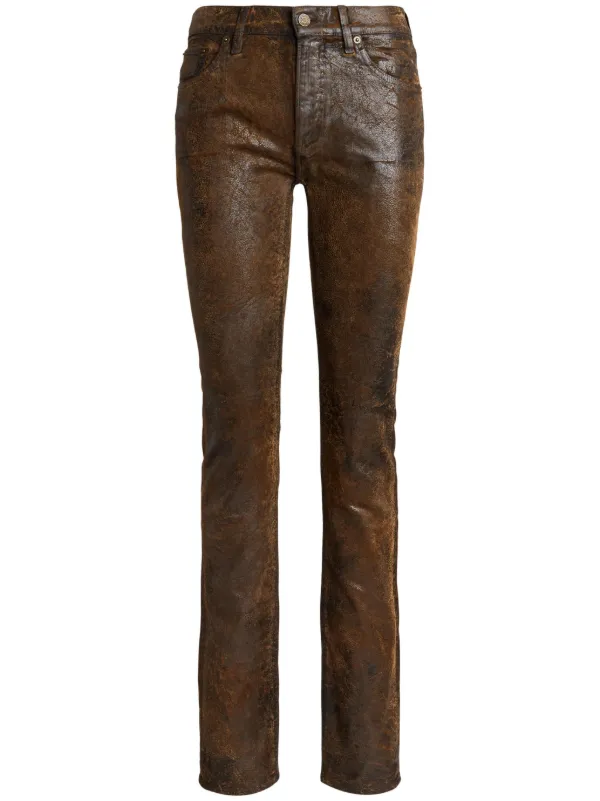 Ralph Lauren Collection coated finish straight leg Jeans Brown FARFETCH TR