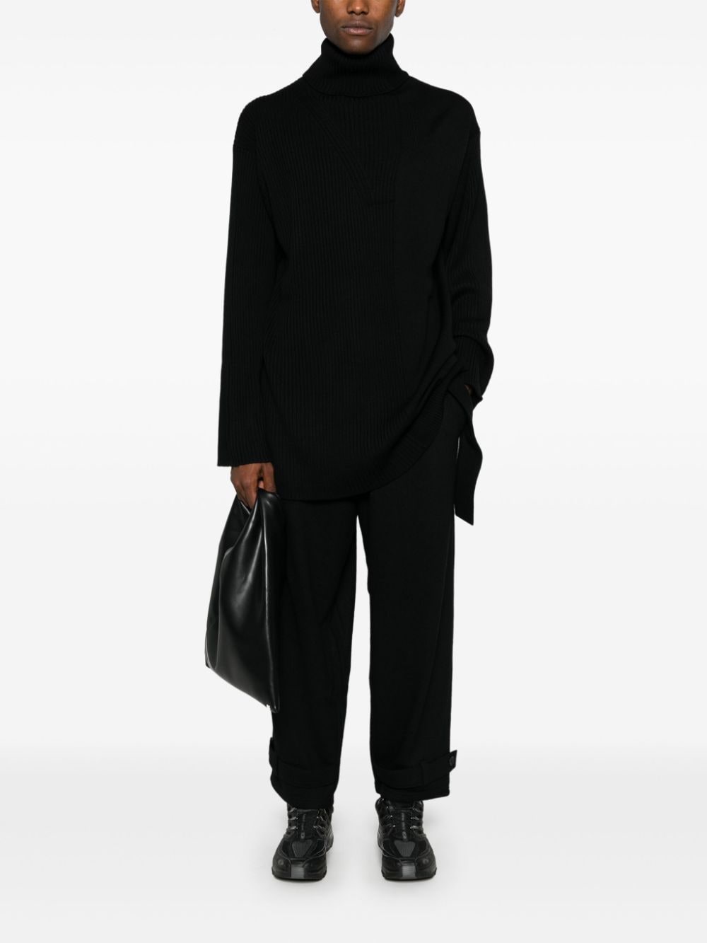 Yohji Yamamoto Ribgebreide trui - Zwart