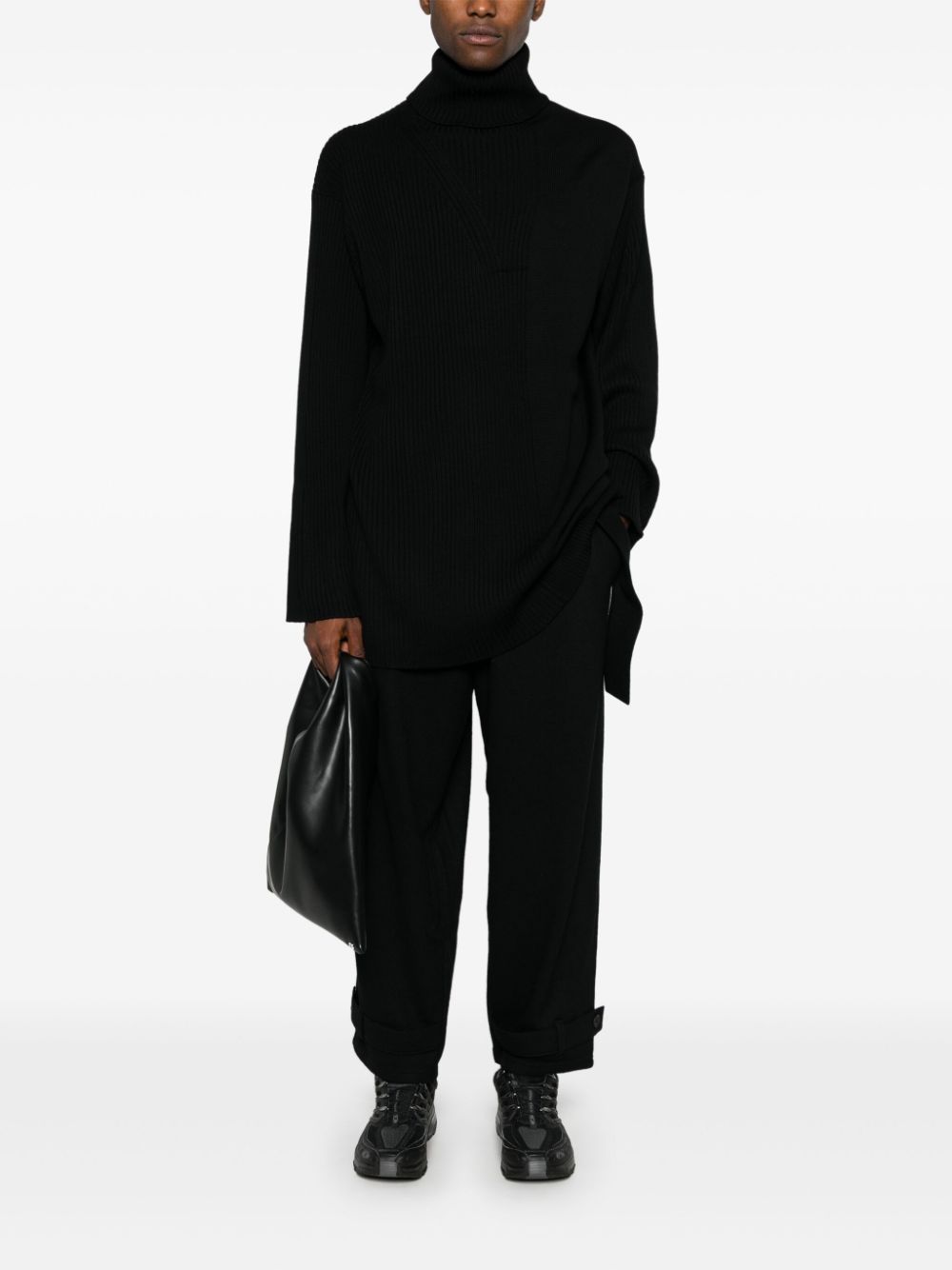 Shop Yohji Yamamoto Drop Crotch Trousers In Black