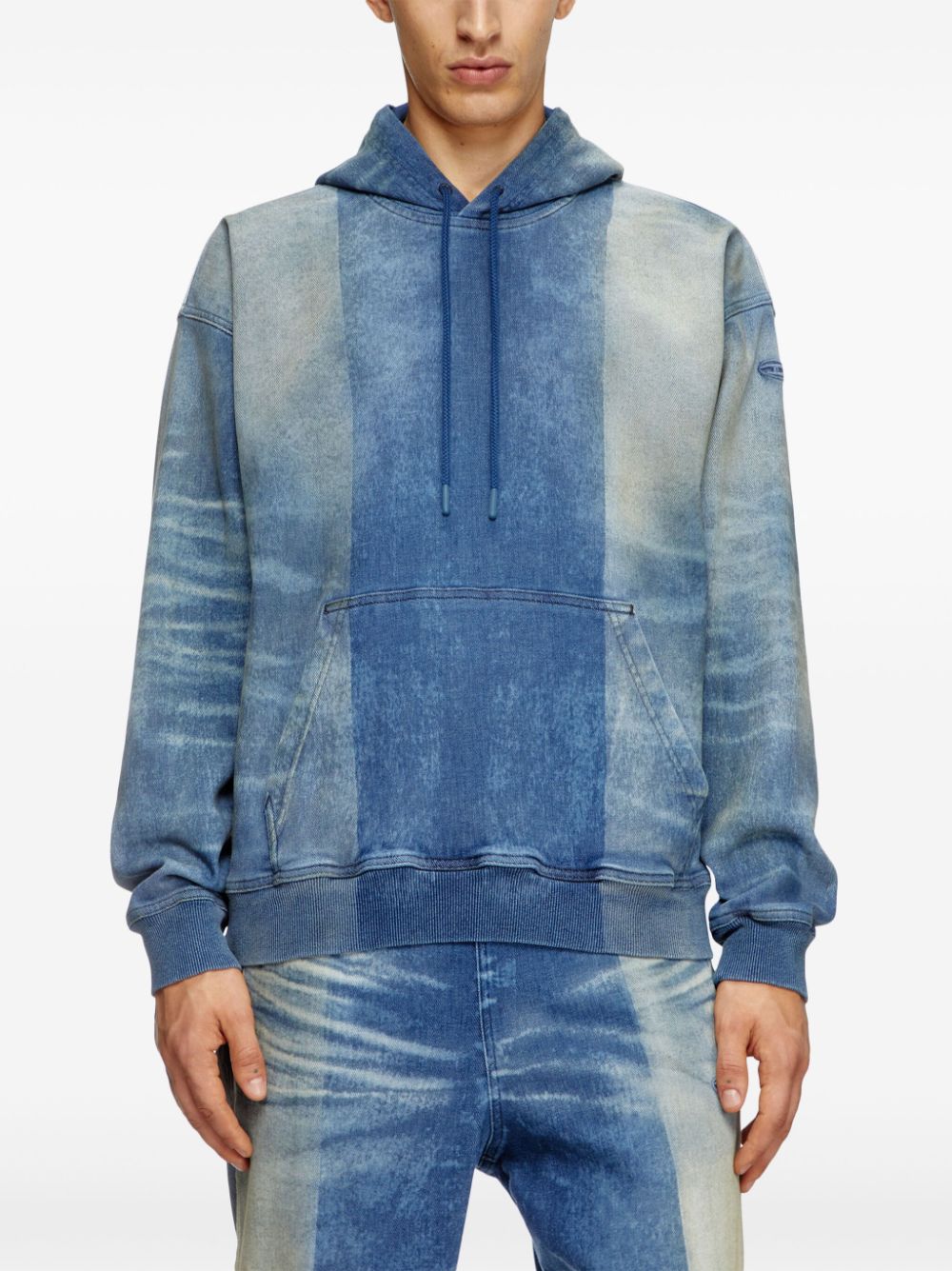 Shop Diesel Track Denim Hoodie In Blue