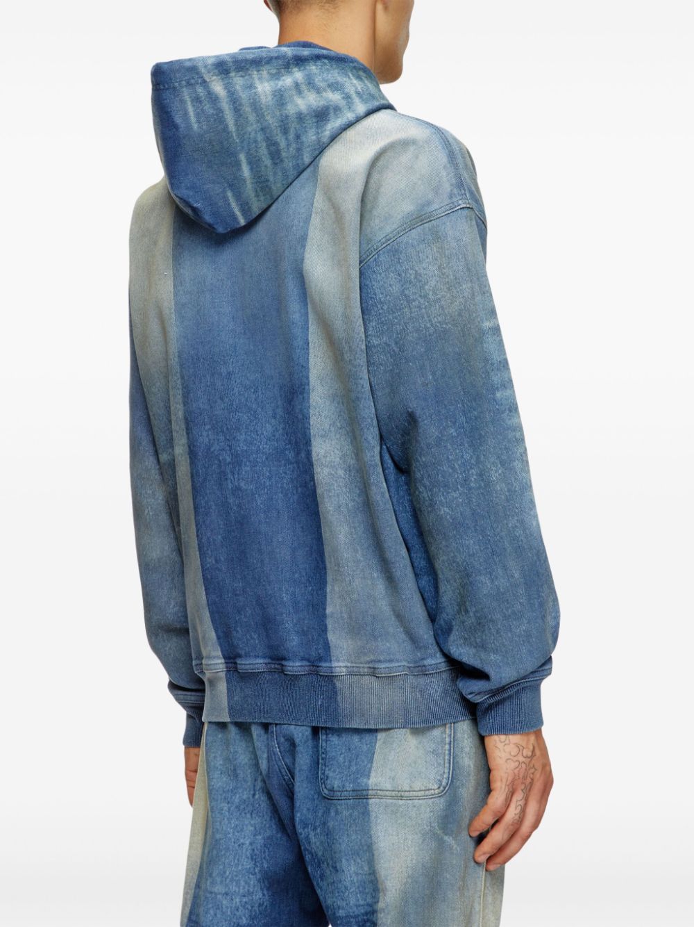 Shop Diesel Track Denim Hoodie In Blue