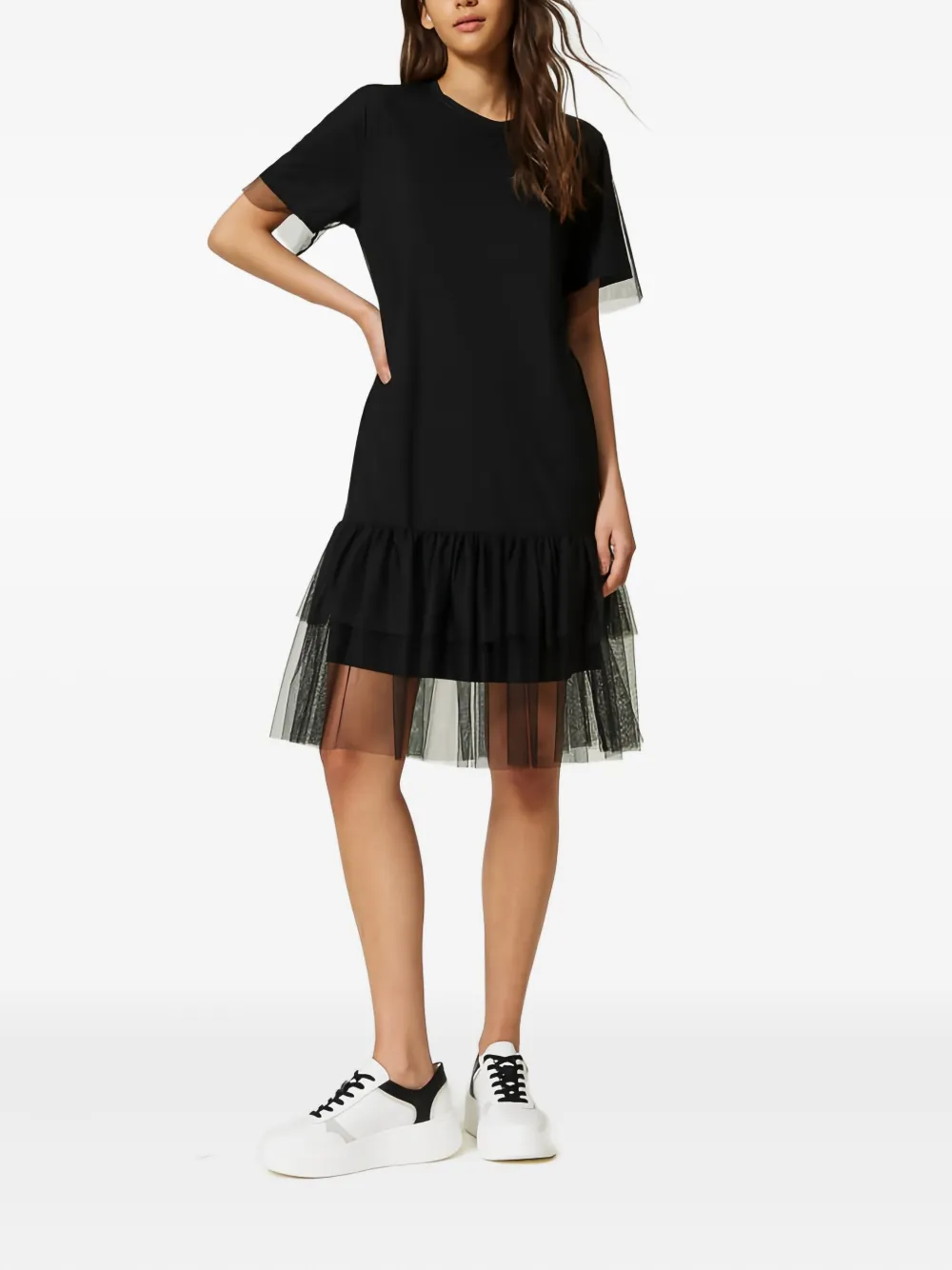 TWINSET Mini-jurk met ruches - Zwart