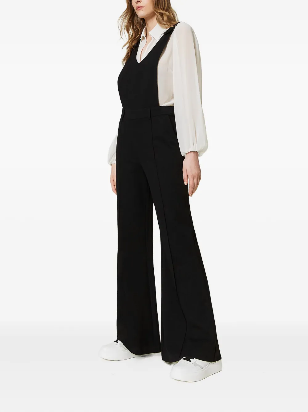 Twinset V-neck Wide-leg Jumpsuit In Black