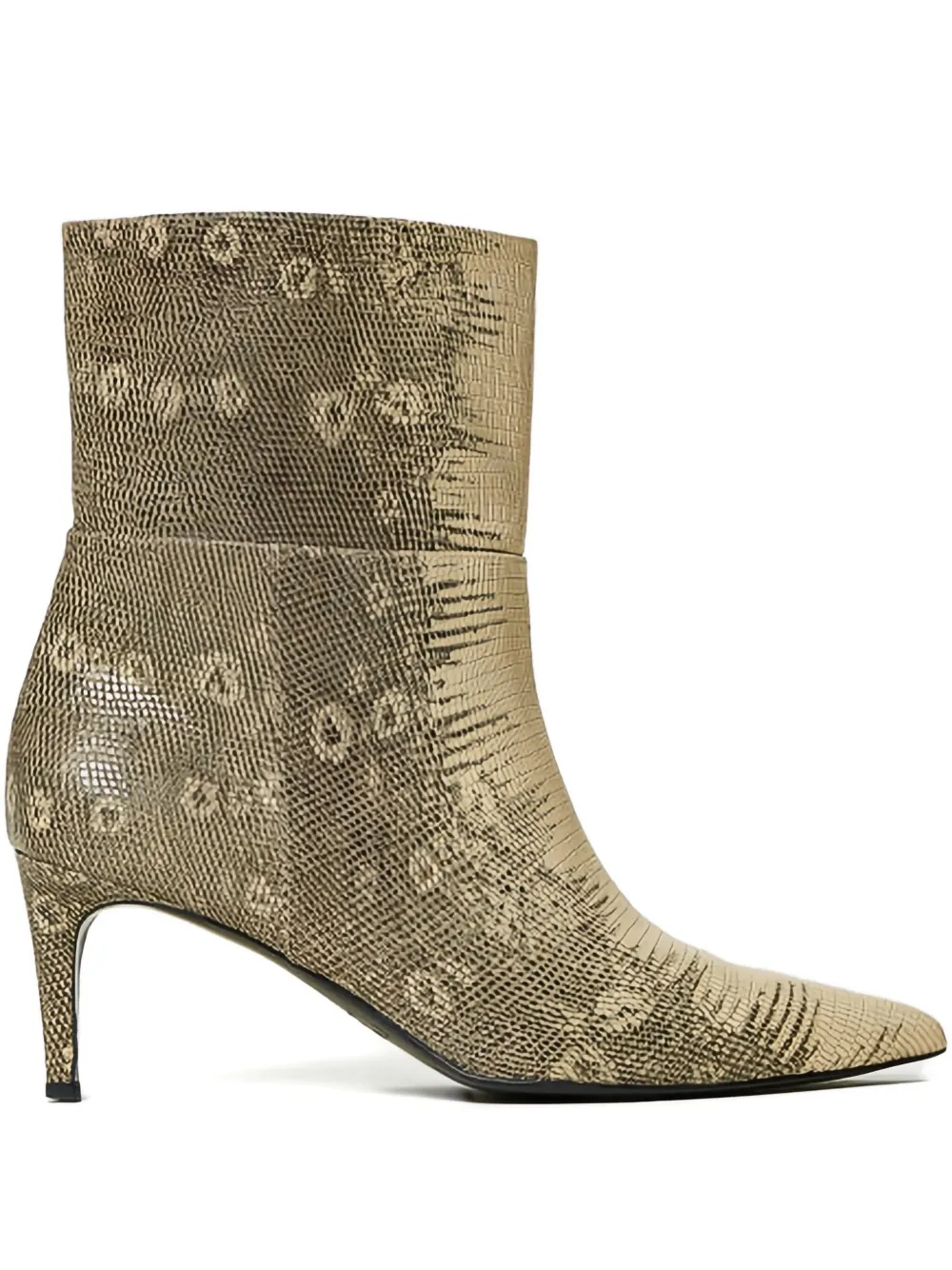 Twinset Lizard-print Pointed-toe Boots In Gold