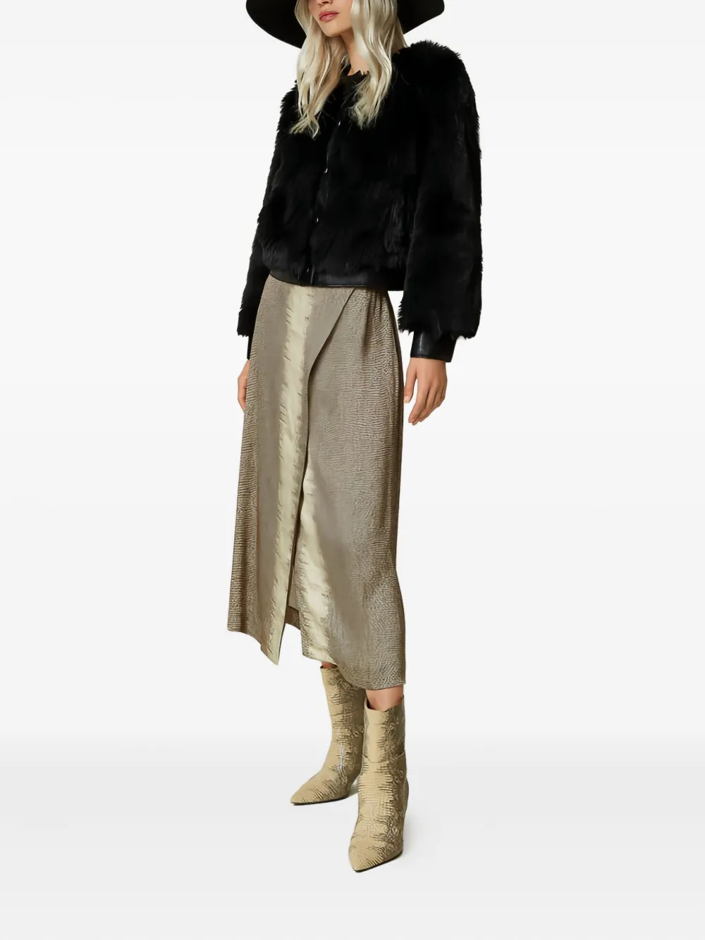 TWINSET Laarzen met hagedissenprint en puntige neus Goud