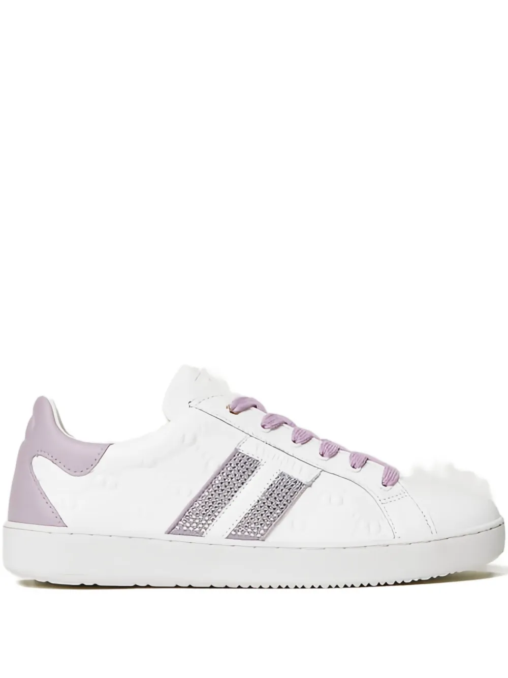 TWINSET Leren sneakers verfraaid met stras Wit