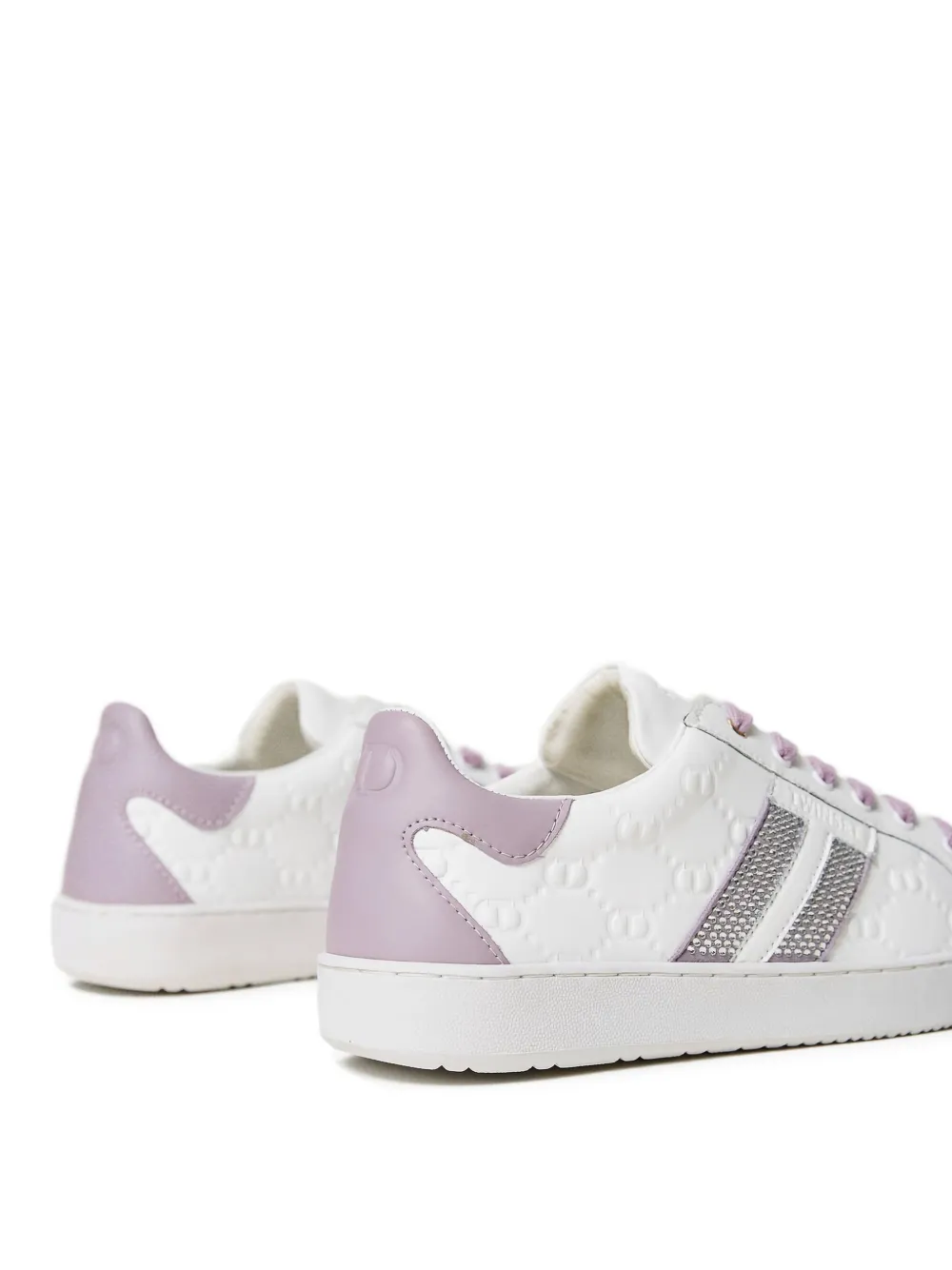 TWINSET Leren sneakers verfraaid met stras Wit