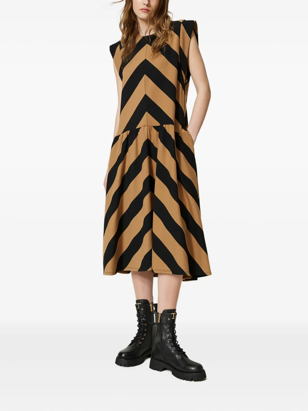 TWINSET Zijden midi-jurk - Bruin