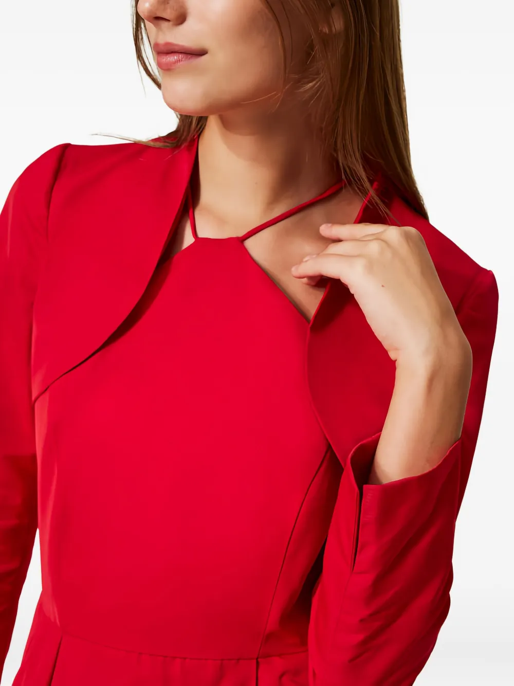 Twinset Asymmetrical Cropped Jacket In Red