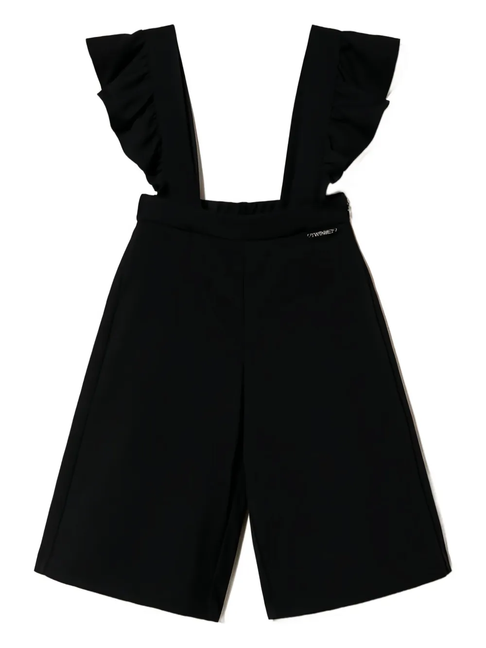 Twinset Ruffle-trimmed Brace Trousers In Black
