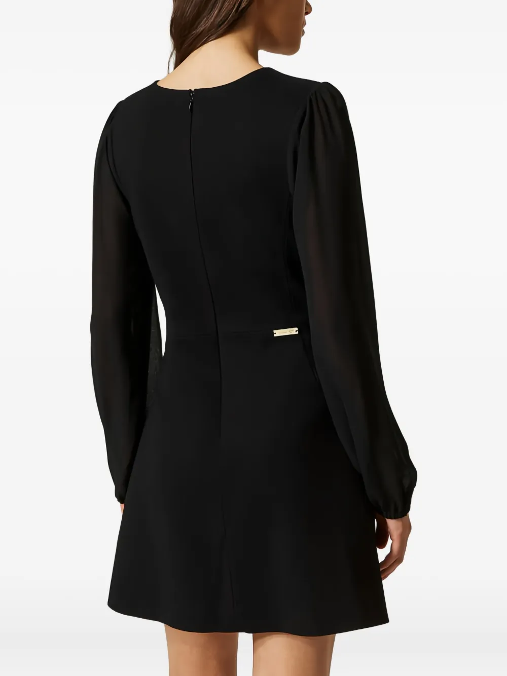 TWINSET Mini-jurk met georgette mouwen en V-hals Zwart