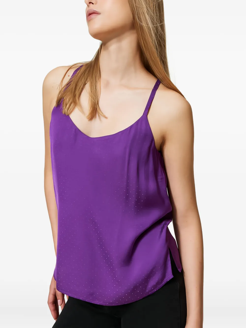 TWINSET Top met stippen en jacquard Paars
