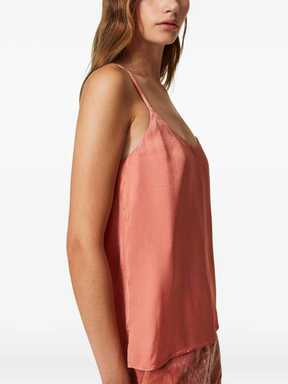 Twinset Polka-dot Jacquard Top In Pink