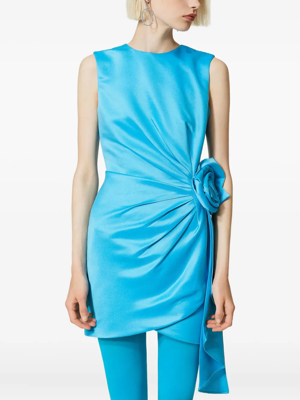 TWINSET Mouwloze mini-jurk verfraaid met rozen - Blauw