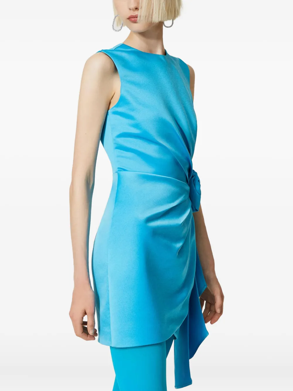 Twinset Rose-embellished Sleeveless Mini Dress In Blue