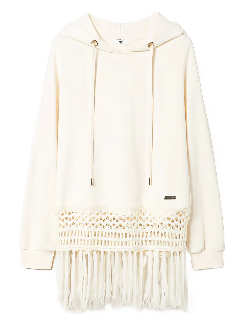 TWINSET embroidered-trim fringed hoodie | White | Image 1