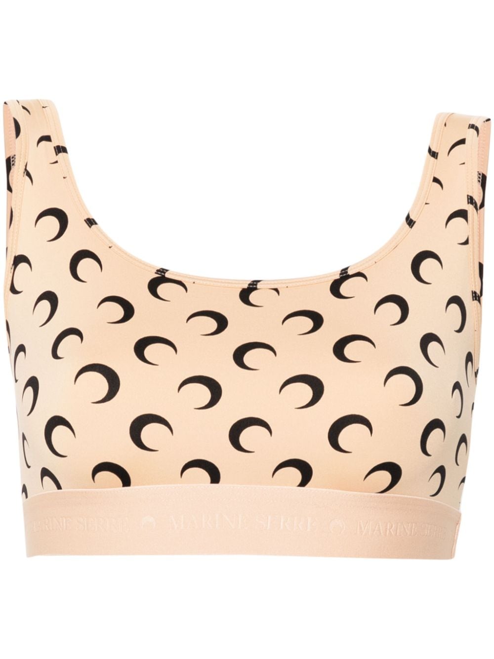 Shop Marine Serre Moonogram-pattern Bra In Neutrals