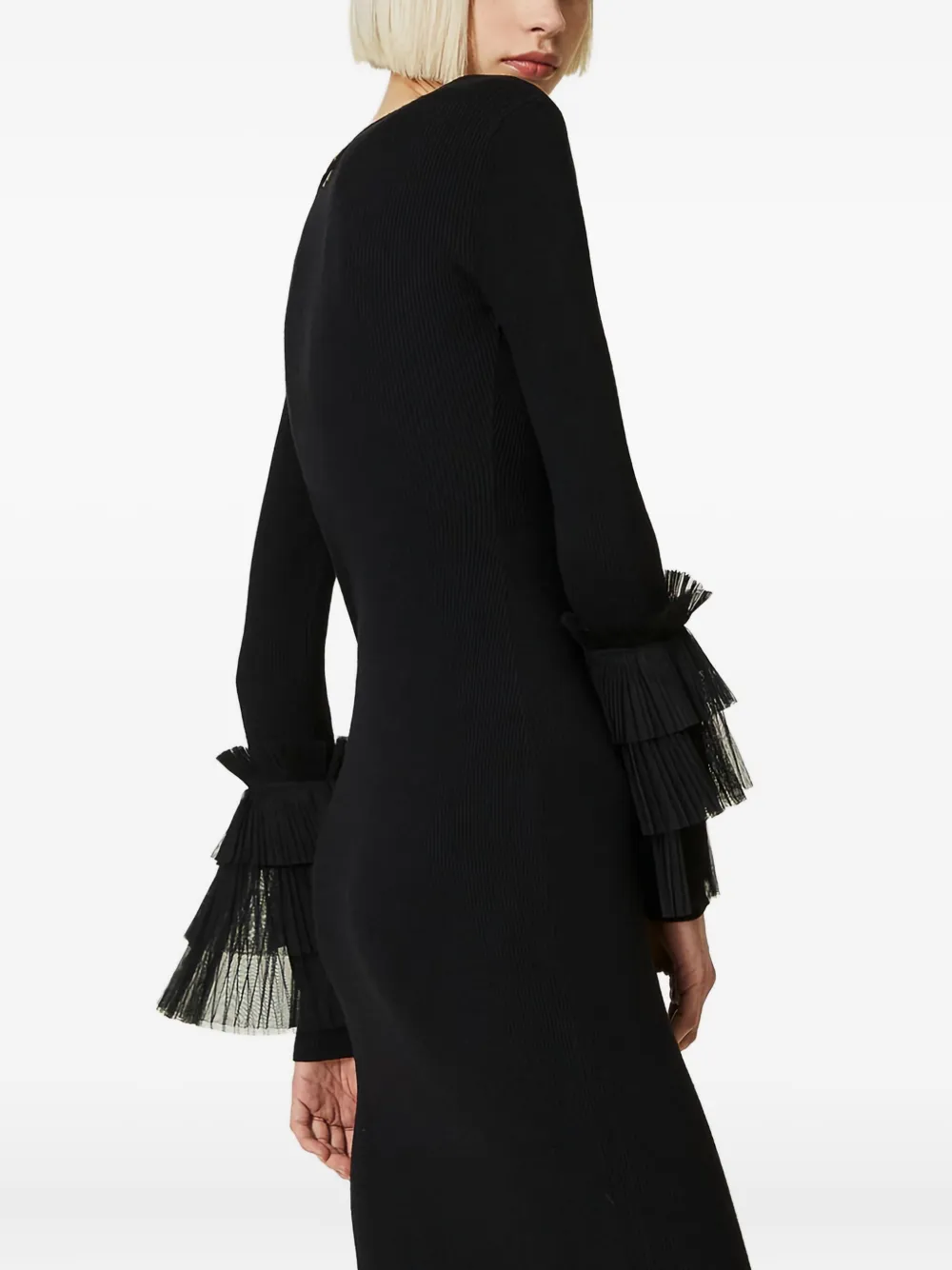 Twinset Pleated Midi Dress In Black