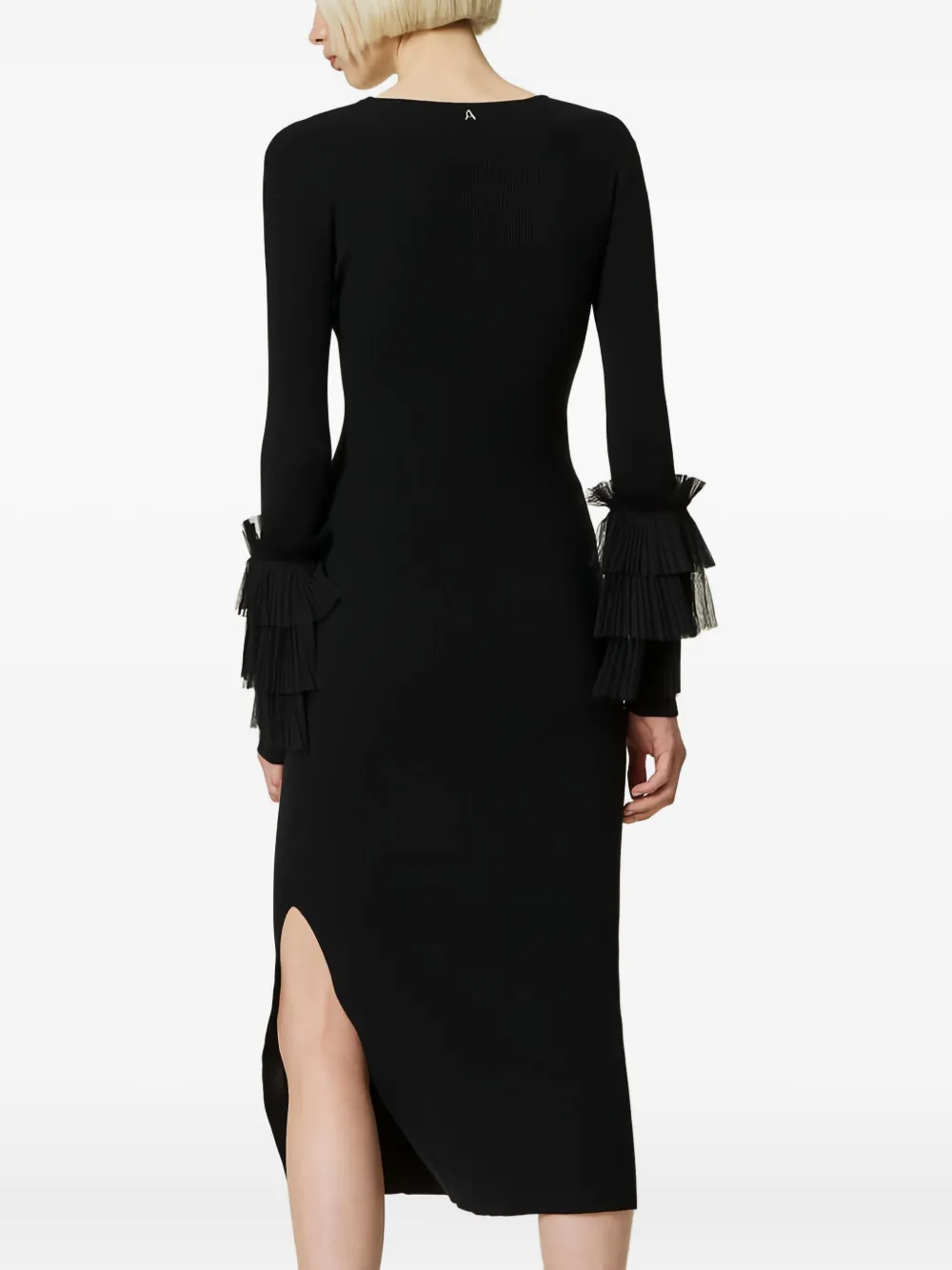 Twinset Pleated Midi Dress In Black