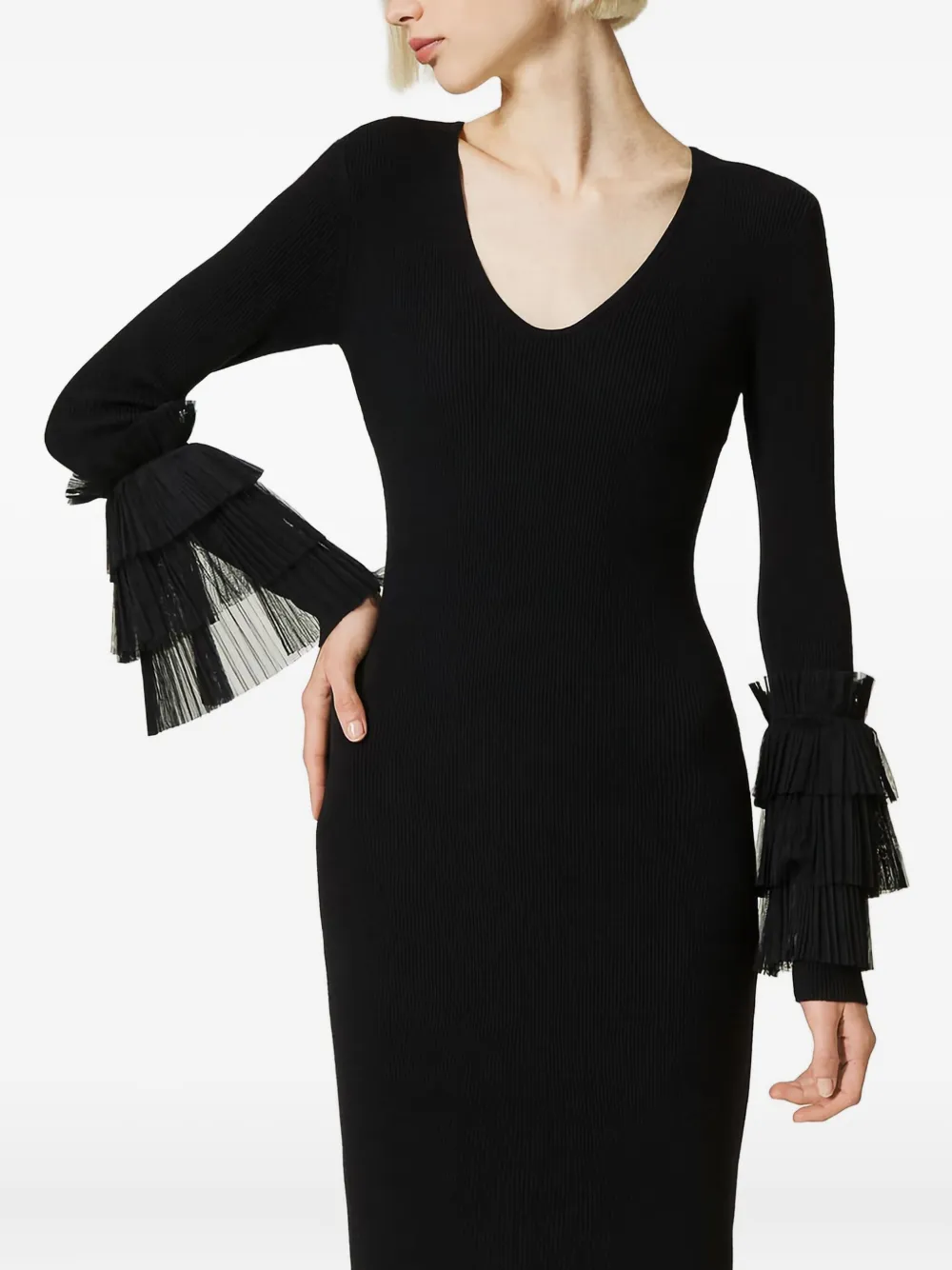 TWINSET Geplooide midi-jurk - Zwart