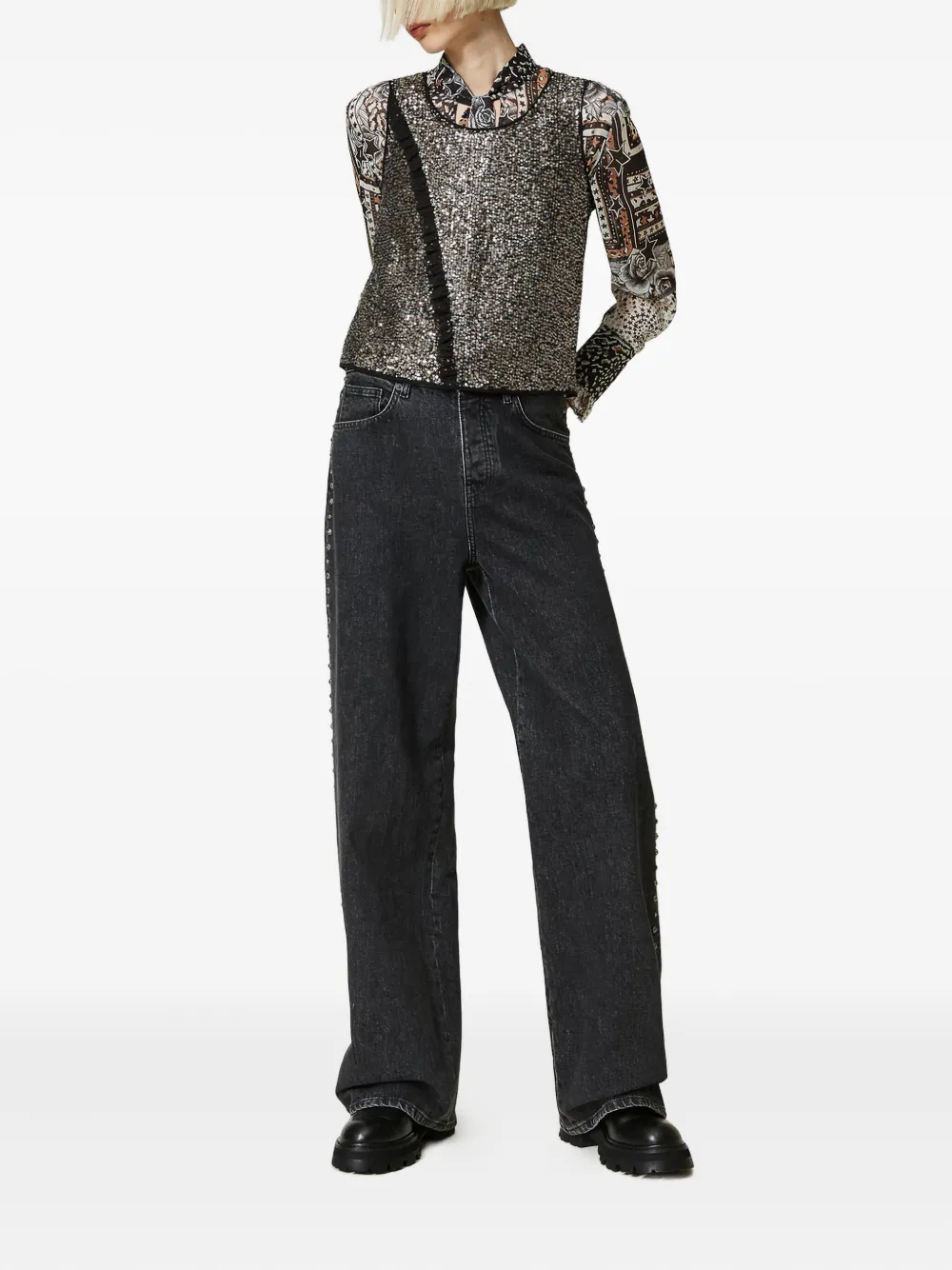 TWINSET wide-leg trousers - Zwart