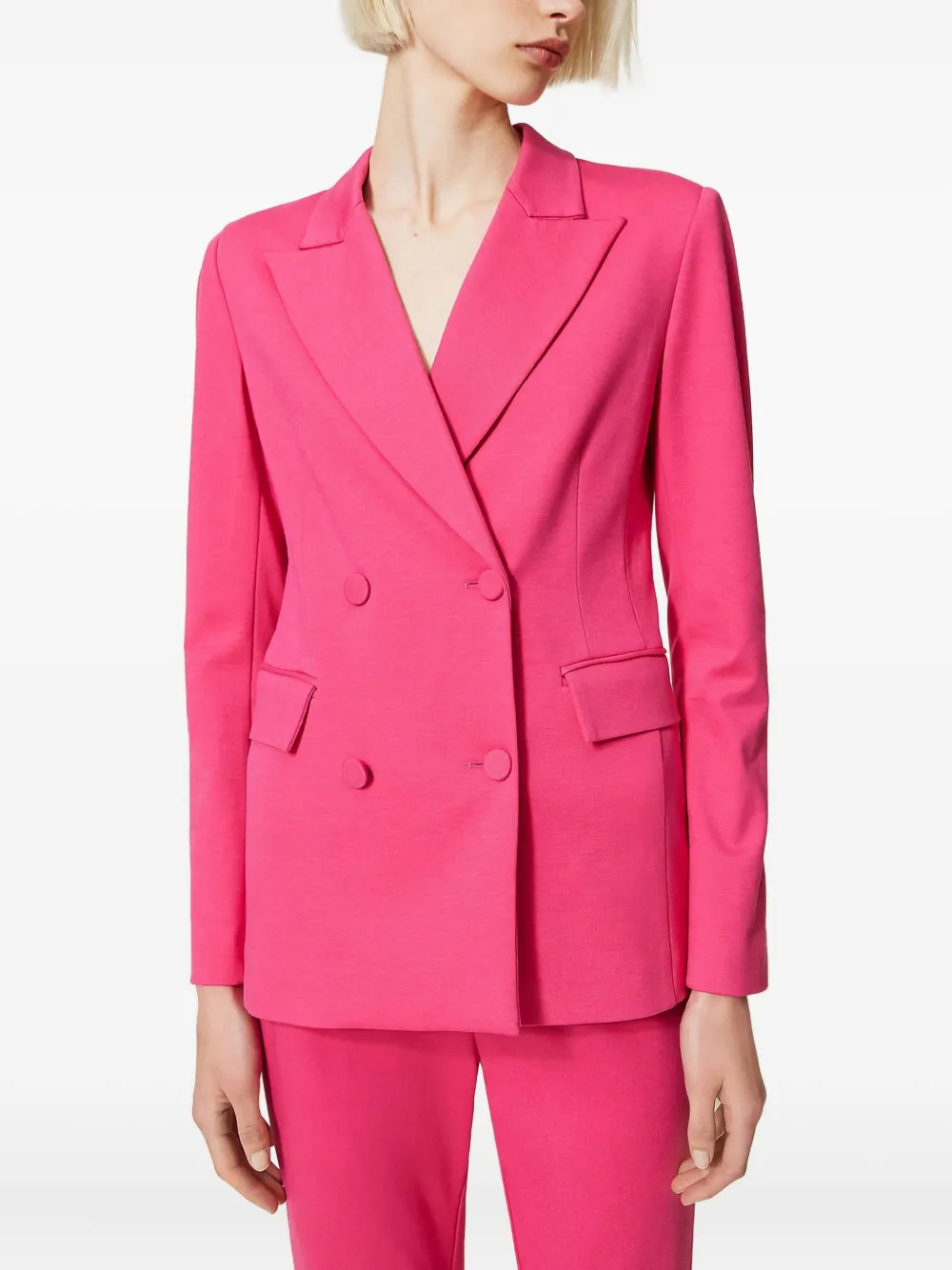 Twinset Double-breasted Blazer In Pink