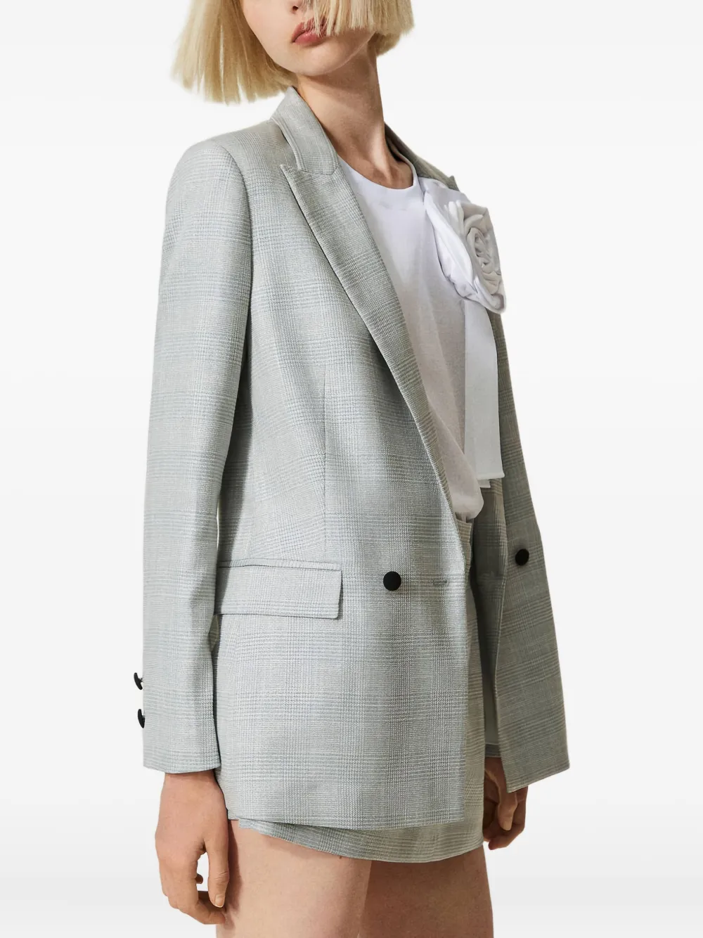 Twinset Double-breasted Blazer In Gray