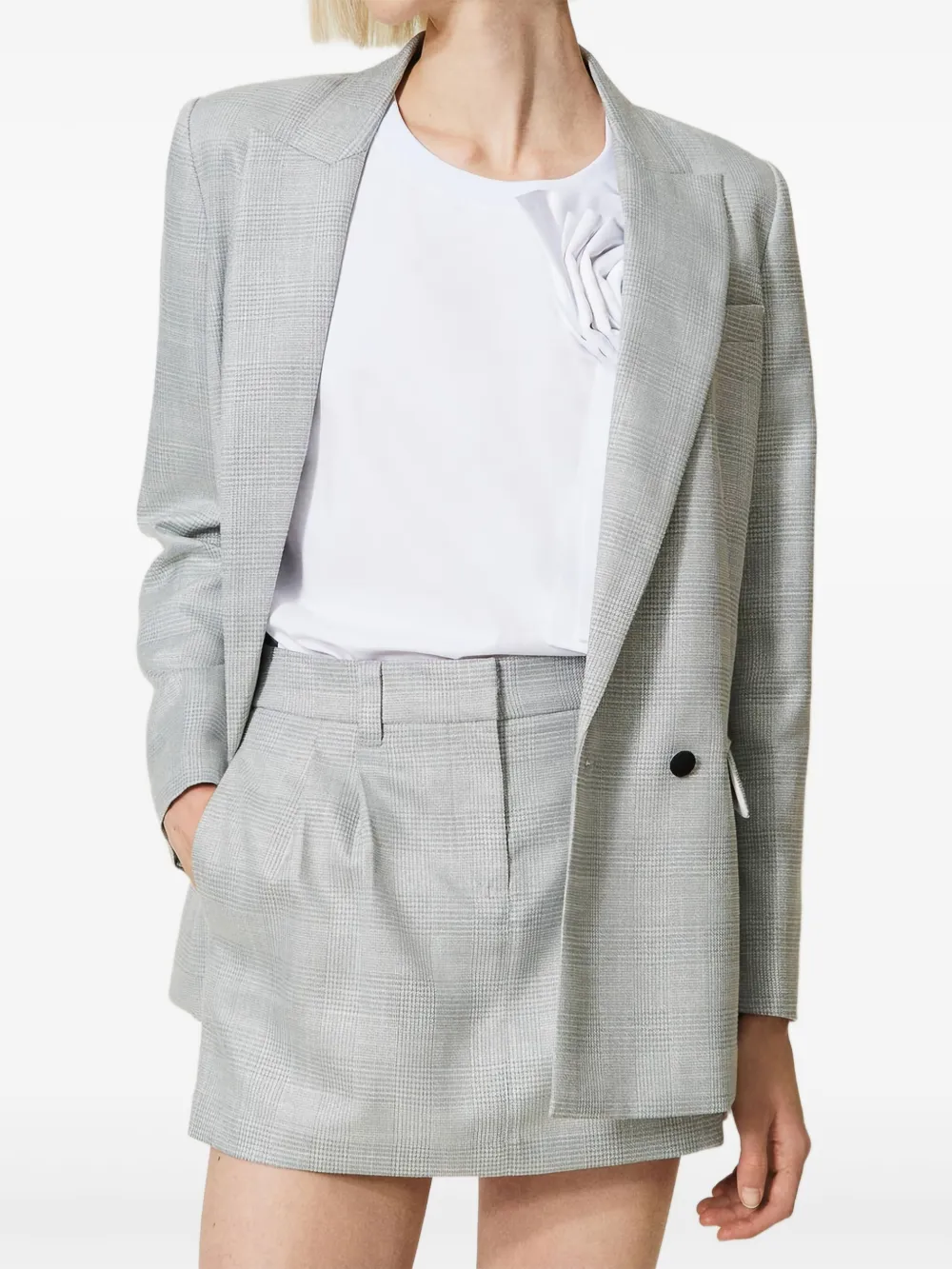 Twinset Double-breasted Blazer In Gray