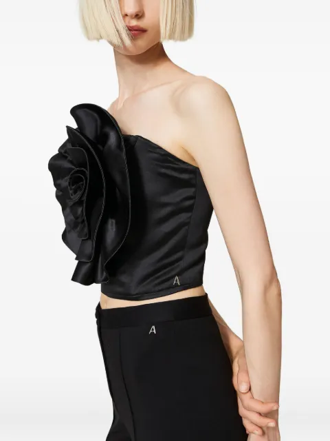 TWINSET rose-embellished strapless crop top