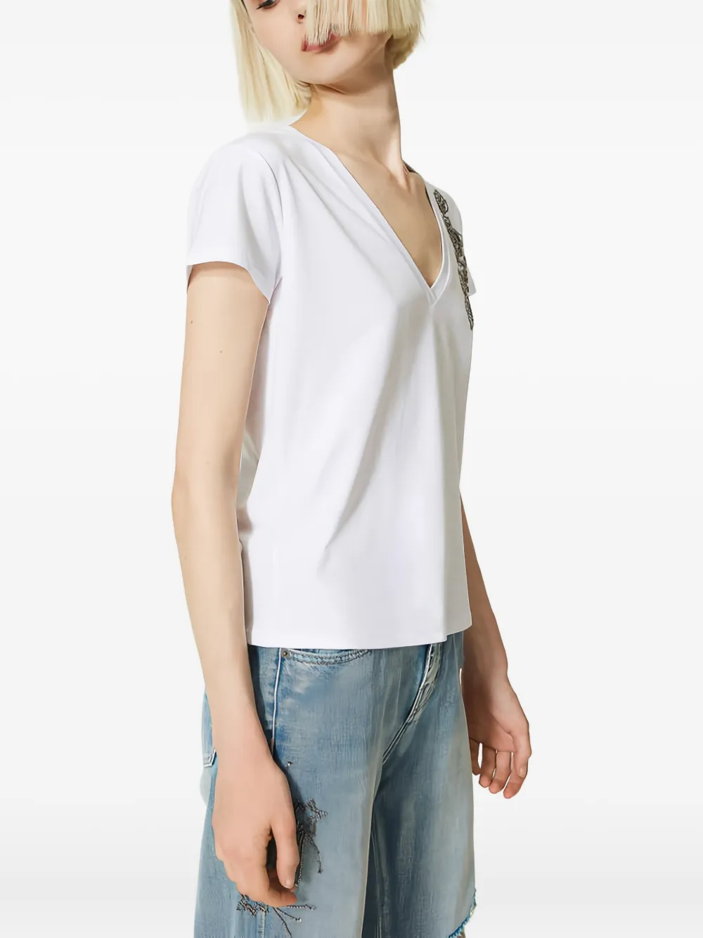 TWINSET floral-embroidered V-neck T-shirt | T-shirts & Jerseys | Image 2