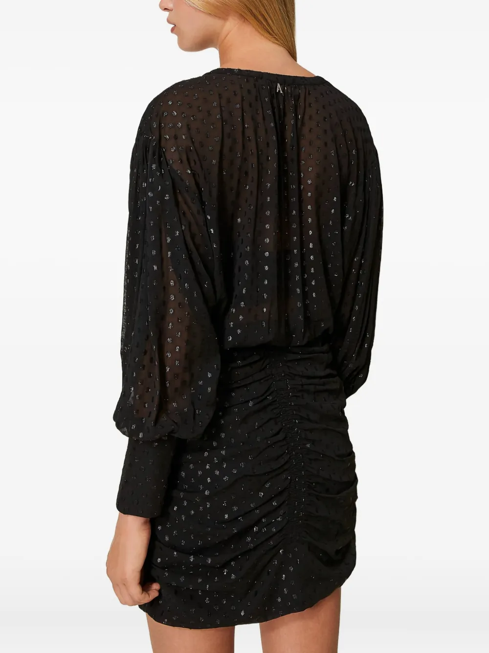 TWINSET Gesmockte mini-jurk met metallic stippen Zwart