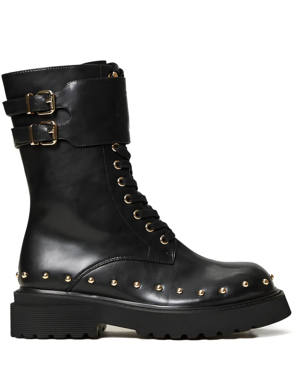 TWINSET buckle-studded lace-up combat boots | Black | Image 1