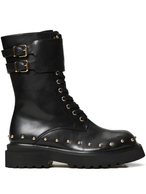 TWINSET buckle-studded lace-up combat boots