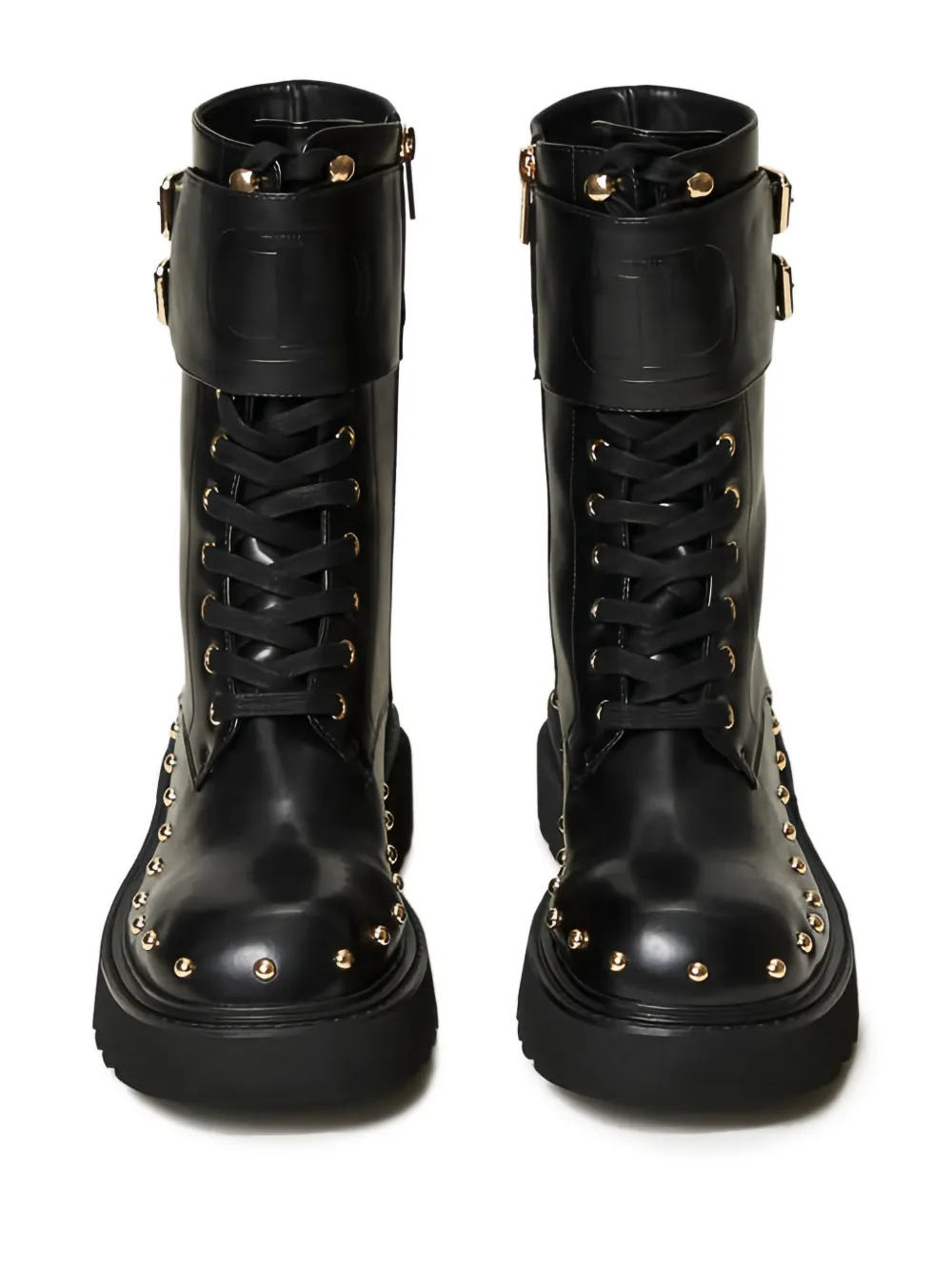 TWINSET Combat boots met veters en gesp met studs Zwart