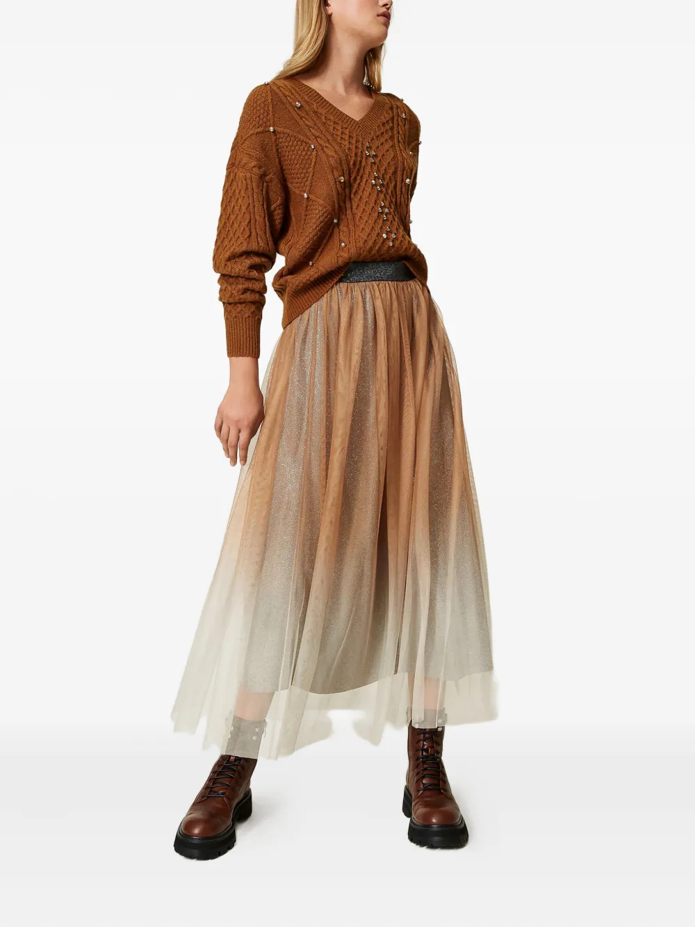 TWINSET Midi-rok met ombré - Beige