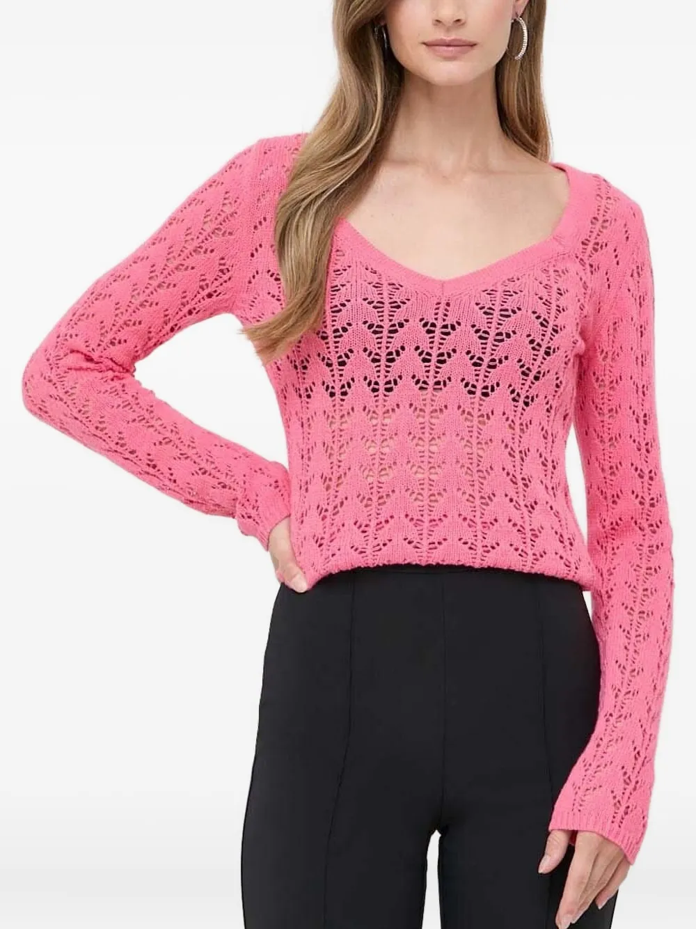 TWINSET Maglione con scollo a V - Rosa