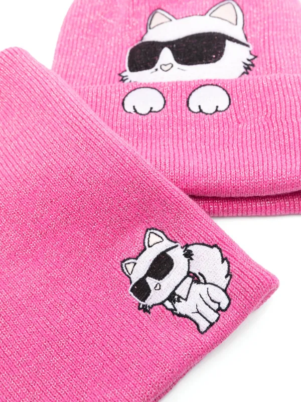 Karl Lagerfeld Kids logo-print Beanie Hat And Scarf Set Pink