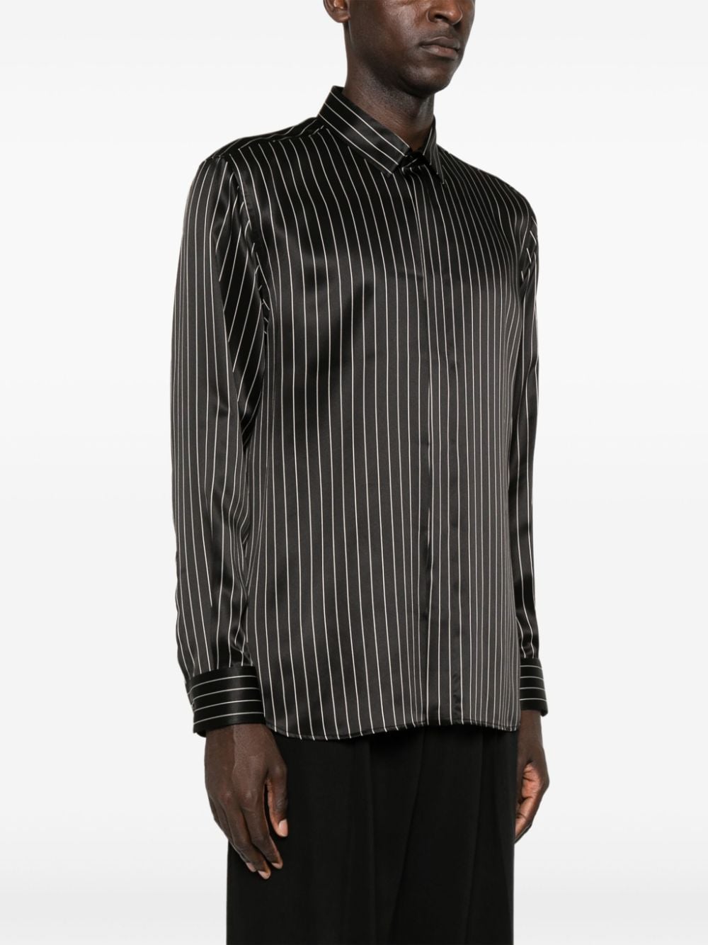 Shop Saint Laurent Striped Shirt In Black