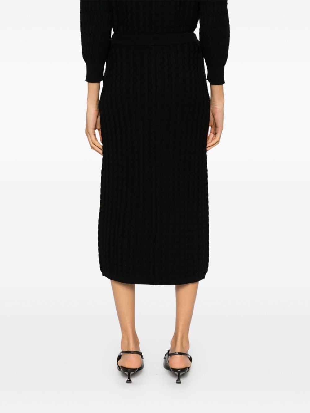 Shop Twinset Cable-knit Skirt In Black