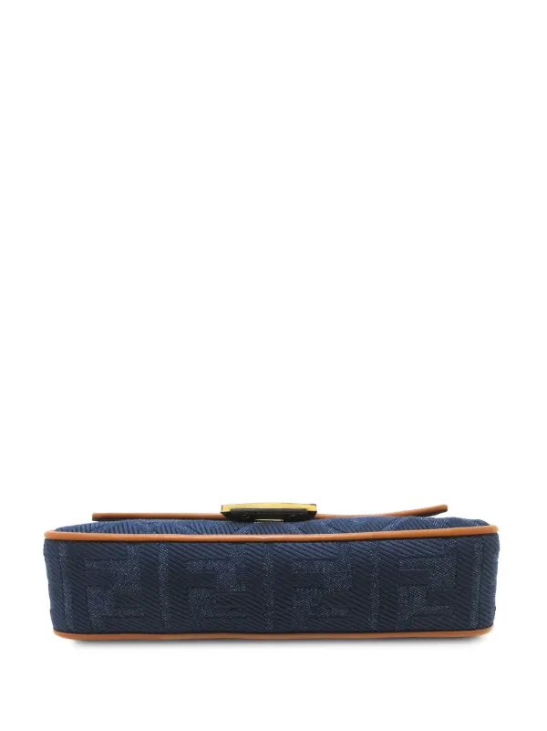 Fendi Pre-Owned 2010-2023 Zucca Embroidered Denim Baguette