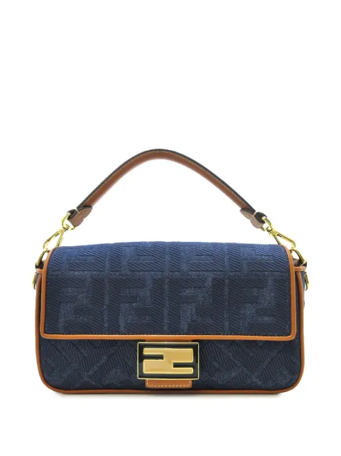 Fendi Pre-Owned 2010-2023 Zucca Embroidered Denim Baguette satchel