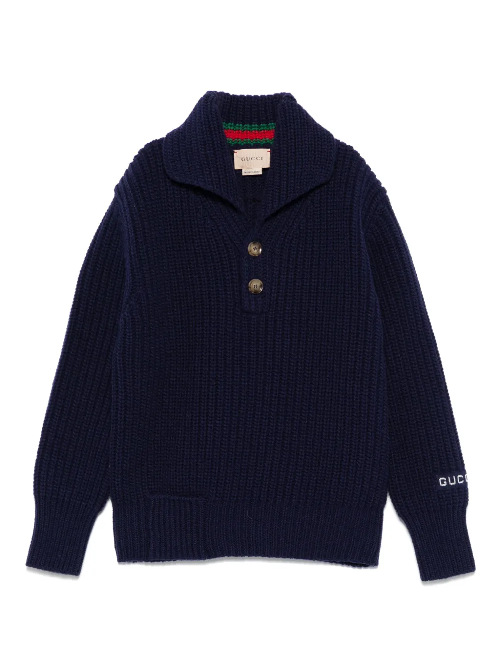 Gucci Kids Ribgebreide trui Blauw