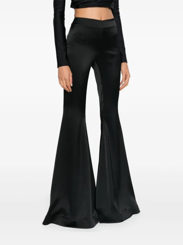 slim fit dress slacks Black High Waist Front Tie Flared Pants main image 1