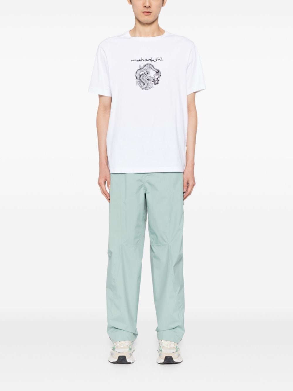 Shop Maharishi Thar Dragon-embroidered T-shirt In White